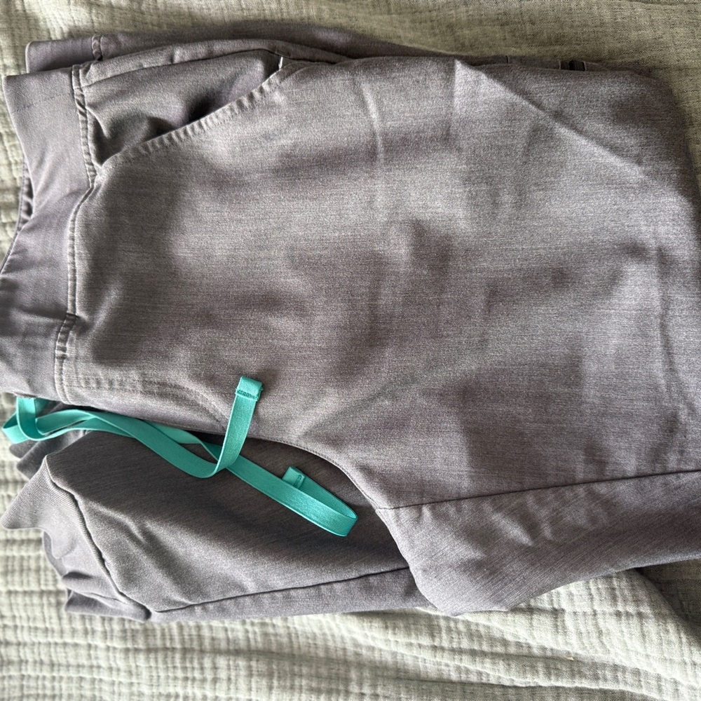 Figs Gray Track Pants with Teal Accents